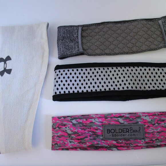 Lot Of 4 Athletic Headbands One-Size Fits Most UA, Boulder Band, Unbranded - Picture 1 of 12